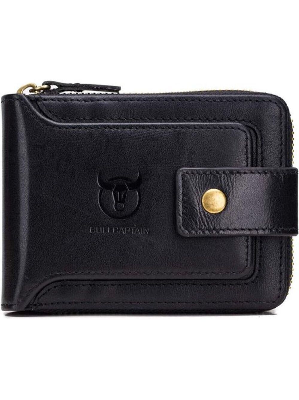 Mens Leather Wallet RFID Blocking Large Capacity Card Case ID Window Coin Pocket